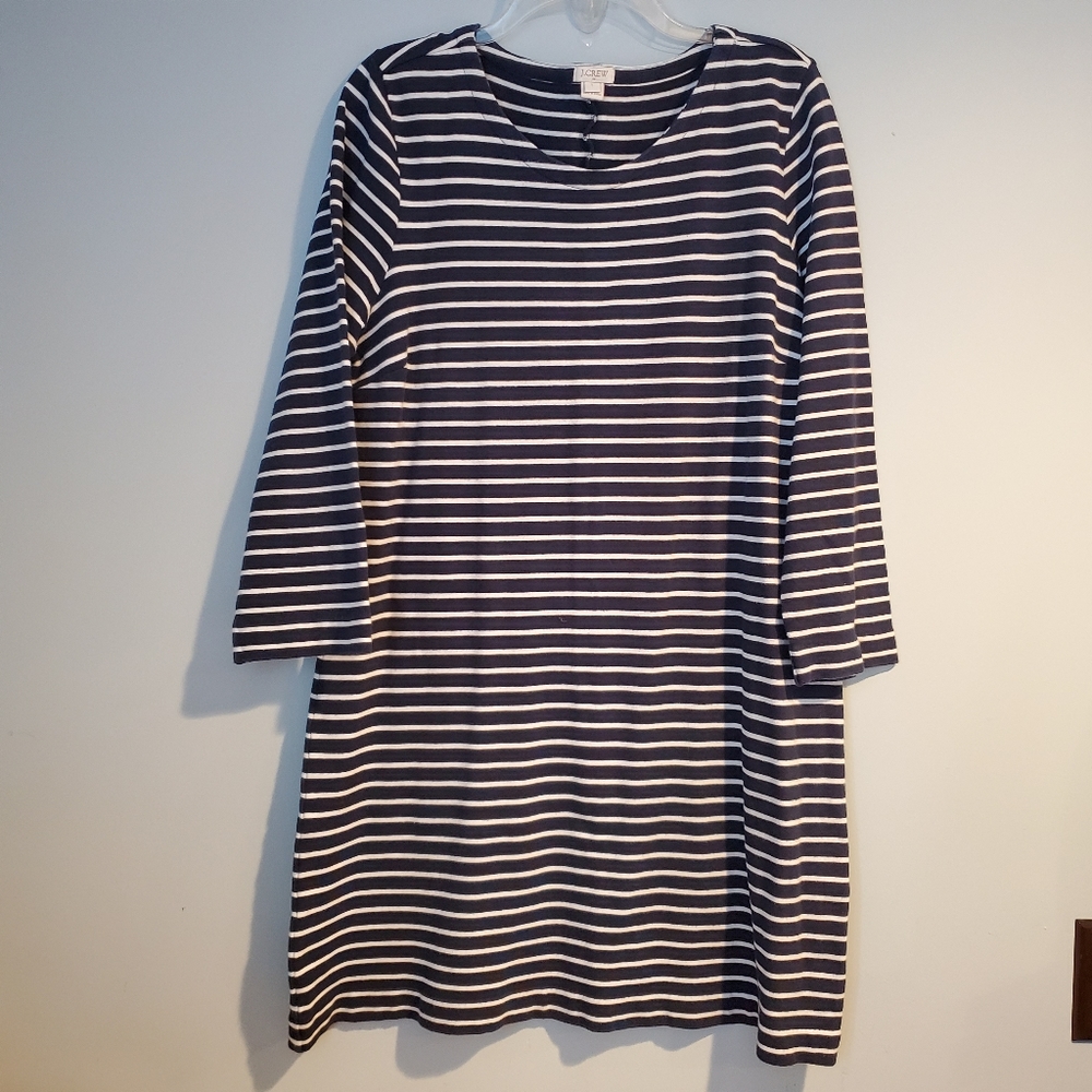 J. CREW Women's Navy & White Shift Dress, Size L